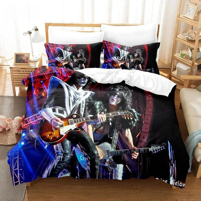 Kiss Band Bettwäscheset aus Mikrofaser in Schwarz von JMG Household Supplies, 3-teilig, Breite: 264 cm, Breite: 228 cm - Bild 1
