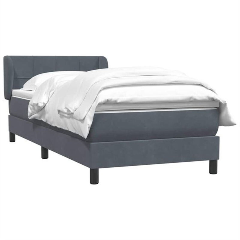 vidaxl Boxspringbett mit Matratze aus Samt in Dunkelgrau, B/T/H: 80 x 220 x 83 cm - Bild 1