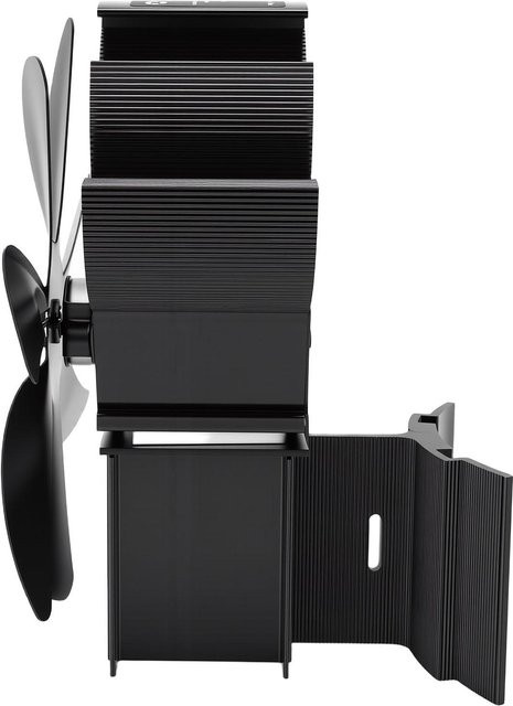 KONNWEI Holzofenventilator Wärmegetrieben mit 7 Flügeln aus Aluminiumlegierung, schwarz, freistehend oder Wandmontage - Bild 1