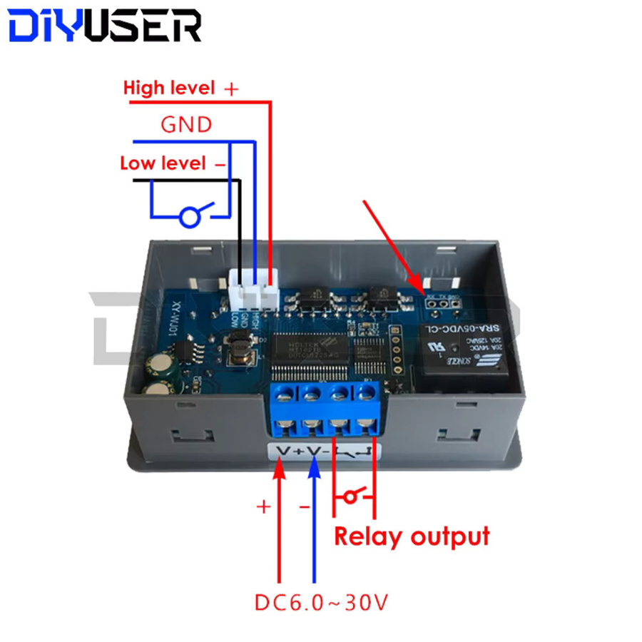 DIYUSER Programmierbares Zeitrelaismodul DC 6–30 V mit digitaler LED-Anzeige für industrielle Automatisierung - Bild 2