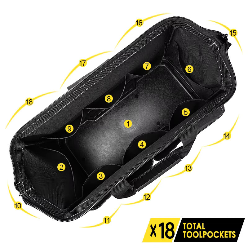 JAKAH Multifunktionale Werkzeugtasche JK-168 aus wasserdichtem 1680D Oxford-Stoff in Schwarz - Bild 5