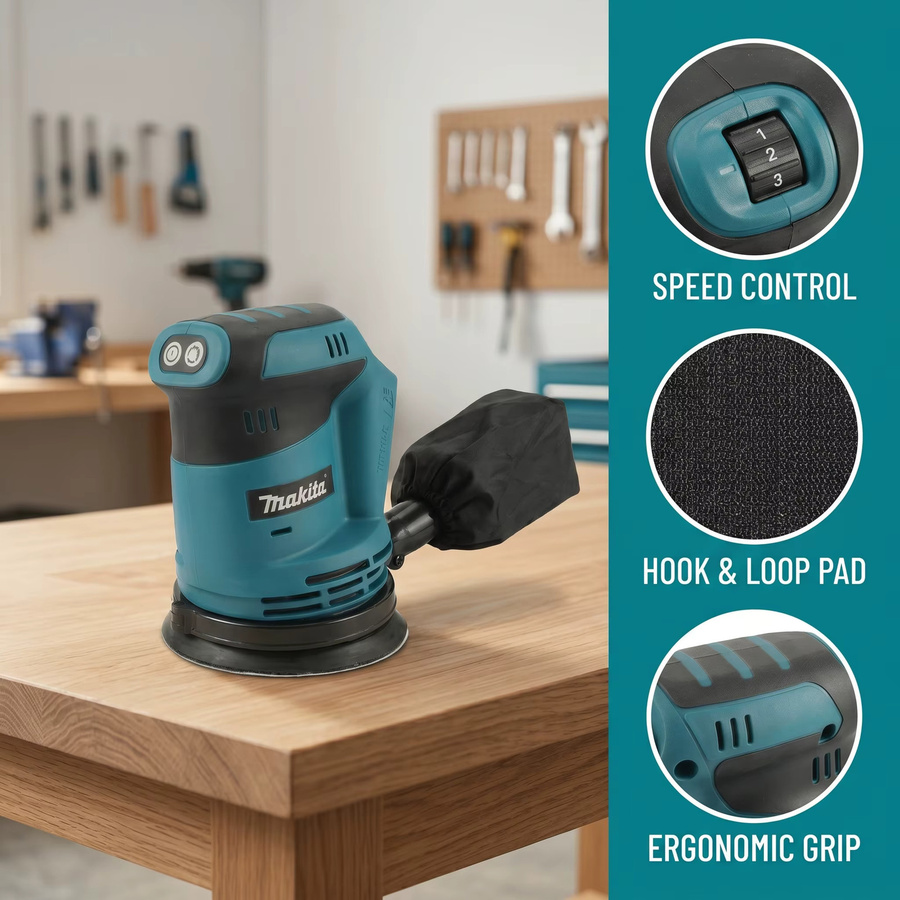 Makita DBO180Z Exzenterschleifer 18 V bürstenlos kabellos für Holzbearbeitung und Polieren - Bild 5