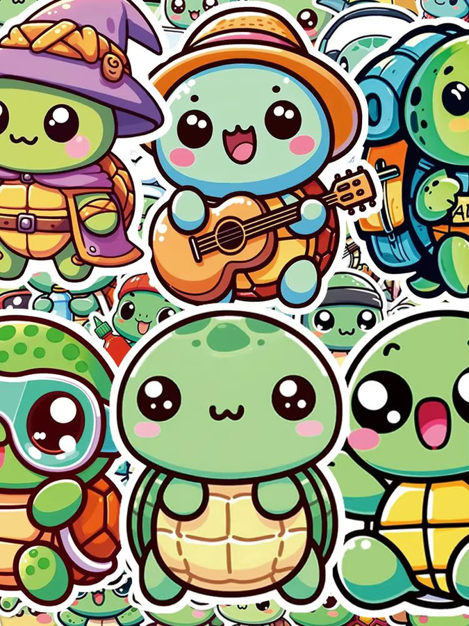 Ritnow Grüne Schildkröte Cartoon Aufkleber Wasserdichte Tier Graffiti Sticker für Laptop, Telefon und Gepäck - Bild 6