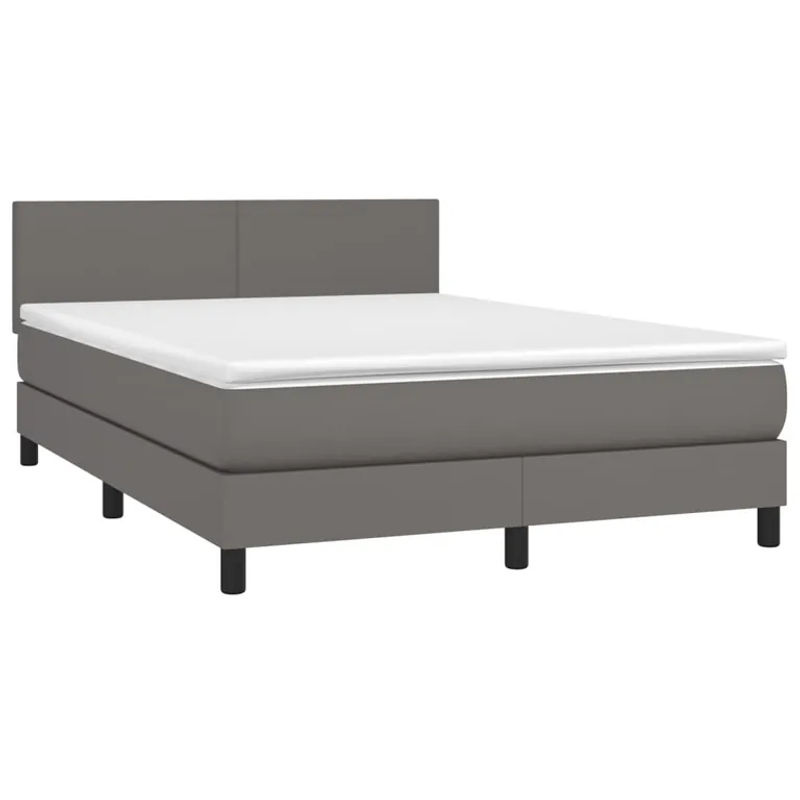 Vidaxl Kontinentalbett mit Matratze und LED in Grau aus Kunstleder, B/T/H: 140 x 200 cm - Bild 3