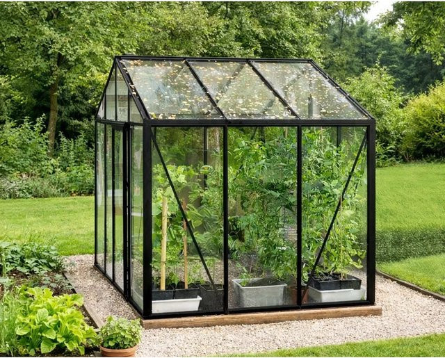 Bloomcabin Gewächshaus GHC9 Klassik in Schwarz mit Sicherheitsglas, Aluminium und integriertem Dachfenster sowie Belüftungssystem, B: 309 cm, H: 235 cm, T: 7,29 cm - Bild 1