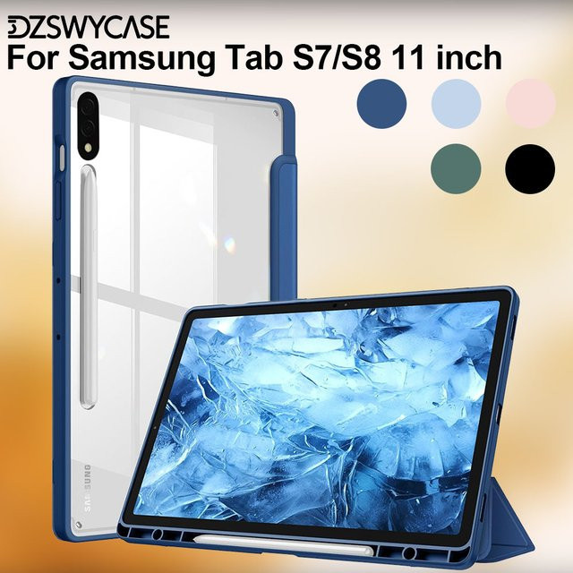 Stoßfeste Schutzhülle für Samsung Galaxy Tab S8 11 Zoll (2022) und Tab S7 11 Zoll (2020) mit transparenter Hartschalen-Rückseite in Blau - Bild 1