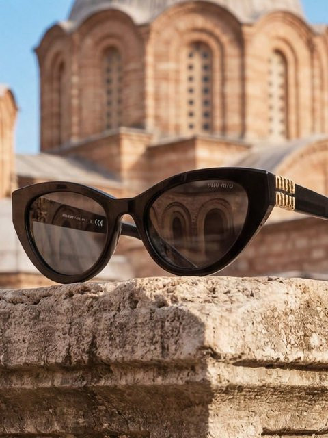 Miu Miu 0MU A04SF Sonnenbrille Cat-Eye, Vollrand, Schwarz, Damen, Acetat - Bild 1