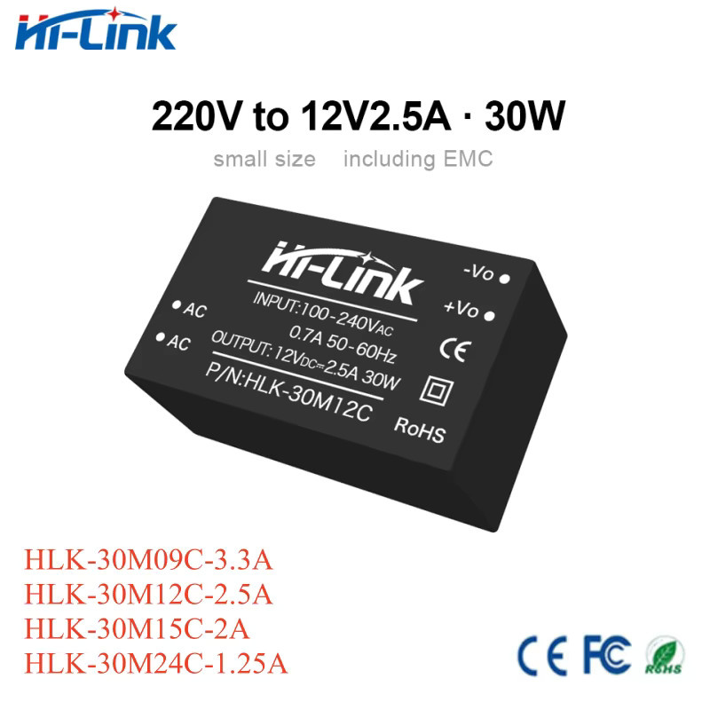 bibikoo AC DC Netzteil Modul HLK-30M12C 30M24C 30W Einzelausgang Konverter mit EMC in Schwarz - Bild 3