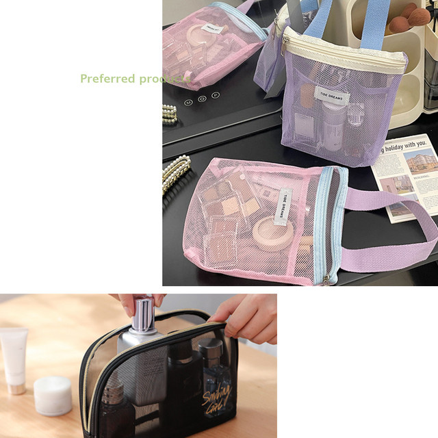 Gmarty Mesh Make-Up Kulturbeutel als tragbarer Reise-Organizer für Kosmetik und Waschutensilien - Bild 1