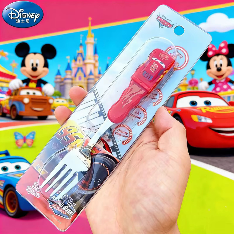 Disney Cars Lightning McQueen Besteckset für Kinder aus rotem Edelstahl mit Gabel, Löffel und Aufbewahrungsbox - Bild 5