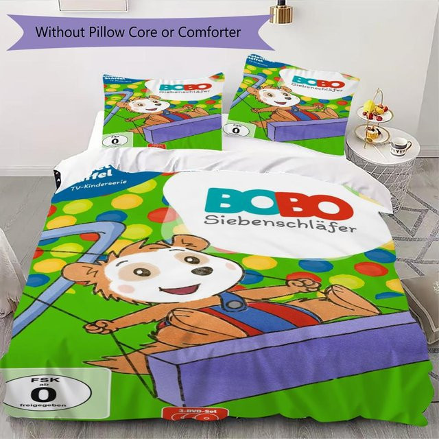 XiaGarden Bettwäsche Set Bobo Siebenschläfer Muster mit Bettbezug und 2 Kissenbezügen, Mehrfarbig, Breite: 135 cm, Länge: 200 cm - Bild 1