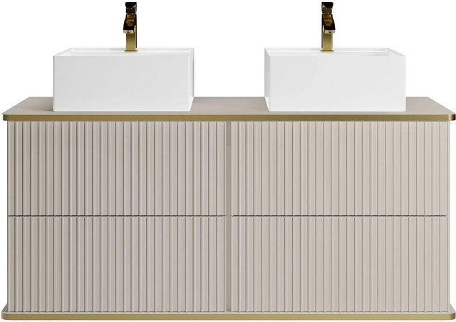 Doppelwaschtisch Keliza von Vente-unique in Beige/Kaschmir im Art-déco-Stil, B/T/H: 120 x 47 x 54 cm - Bild 1