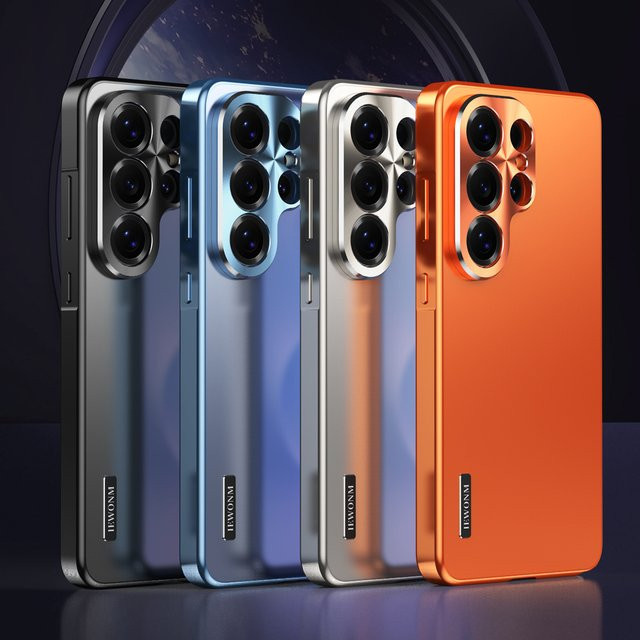 Schutzhülle für Samsung Galaxy S26 Ultra Plus, S25, S24 und S23 Ultra mit Magnetverschluss, Aluminiumrahmen und Kunststoffrückseite in Schwarz - Bild 1