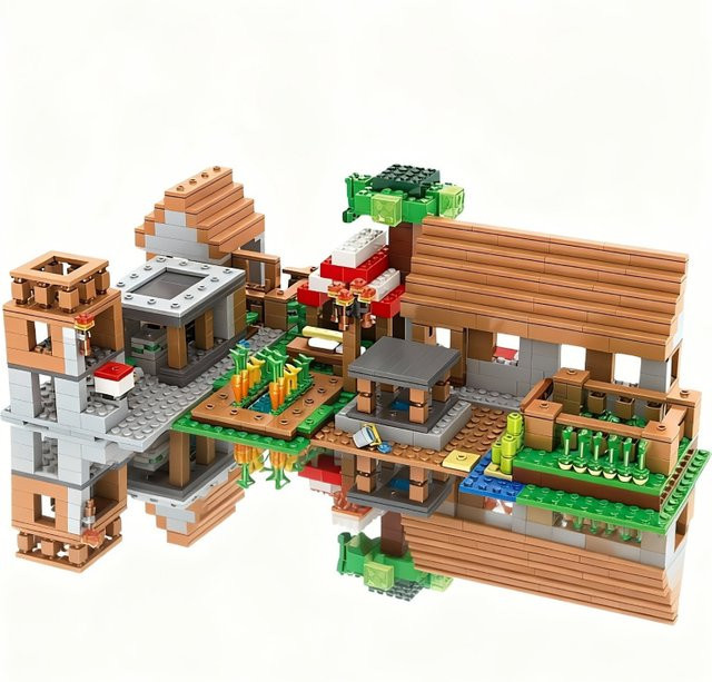 SIEZYOL My World Bausteine-Set, Dorfhaus mit Bauernhof und Wasserfall - Bild 1