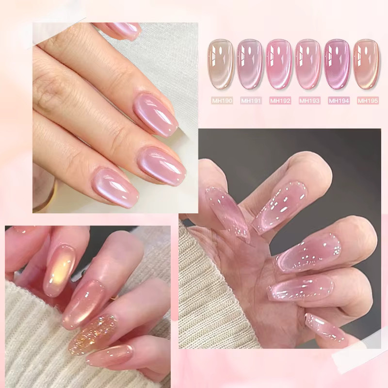 Pink Story Water Light Cat Magnetic Gel Nagellack, Champagner Nude Pink Glitzer, 10 ml - Bild 2