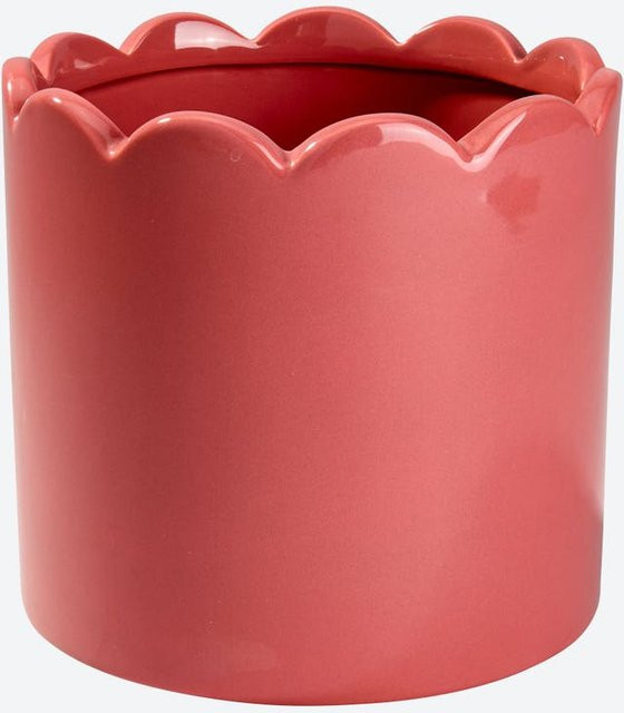 NKD Blumentopf aus Steingut in Dark Pink mit modernem Design, Durchmesser: 14 cm - Bild 1