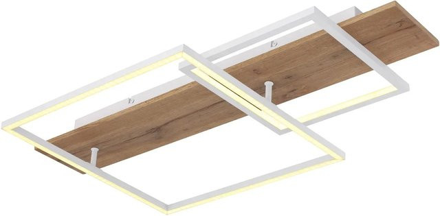 Globo LED-Deckenleuchte Vanni in Holzoptik und Weiß, modern und quadratisch - Bild 1