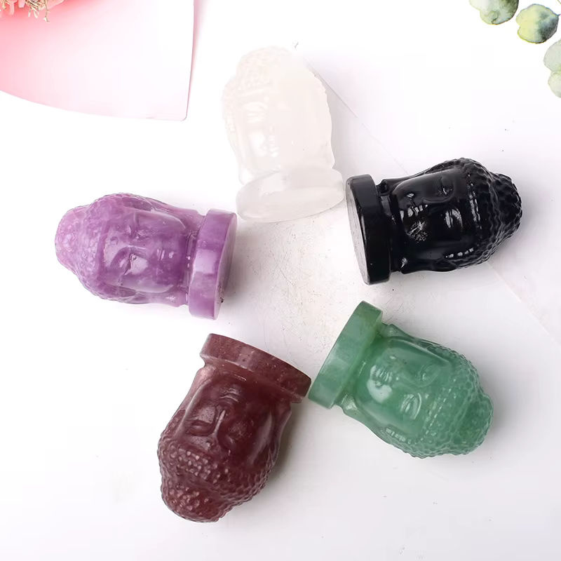 RYCRYSTAL Buddha Figur aus transparentem Naturkristall zur Dekoration und für Reiki-Heilpraktiken - Bild 3