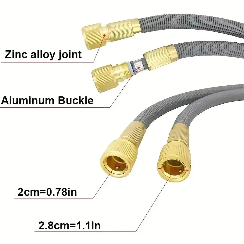 Flexibler Hochdruck-Gartenschlauch aus PVC in Grau, erweiterbar von 2,5 bis 30 Meter zur Bewässerung und Autowäsche - Bild 2
