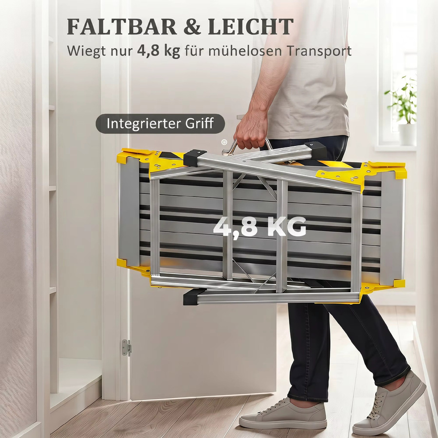 HOMCOM Arbeitsplattform Werkbank aus Aluminium, klappbare Arbeitsbühne in Silber, Belastbarkeit bis 150 kg, B/T/H: 110 x 32 x 50 cm - Bild 6
