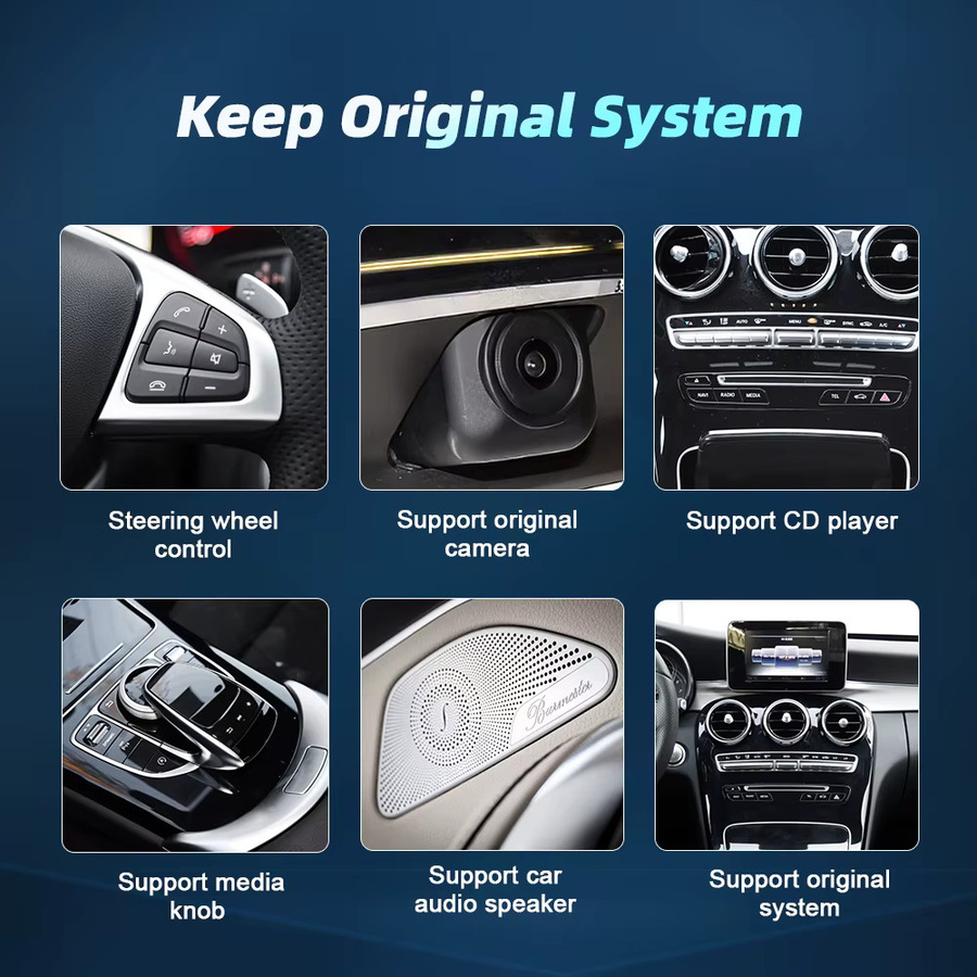 NUNOO Android 14 Multimedia Radio mit Qualcomm Prozessor und Wireless CarPlay für Mercedes Benz C GLC V X Klasse W205 W446 2014-2018, Schwarz - Bild 3