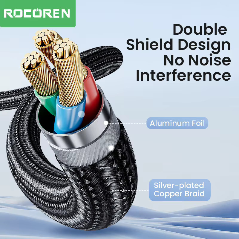 Rocoren Audiokabel 3,5 mm Klinke auf 2 RCA Cinch Splitter für HiFi-Stereo und Heimkino, Schwarz/Grau - Bild 4