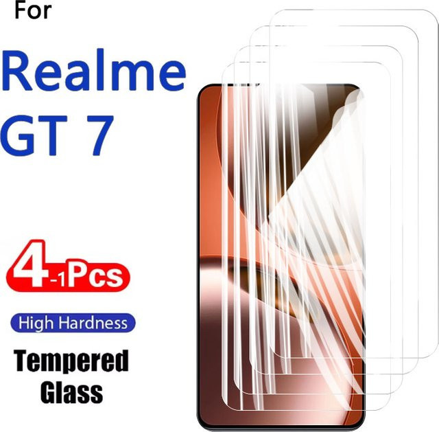 Displayschutzfolie aus gehärtetem Glas für Realme GT 7 (6,78 Zoll), transparent, 1-4 Stück - Bild 1