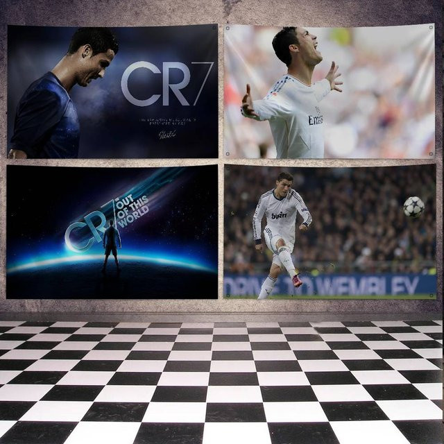 Cristiano Ronaldo CR7 Fußballer Flagge aus Polyester in Blau, B x H: 50 x 70 cm - Bild 1