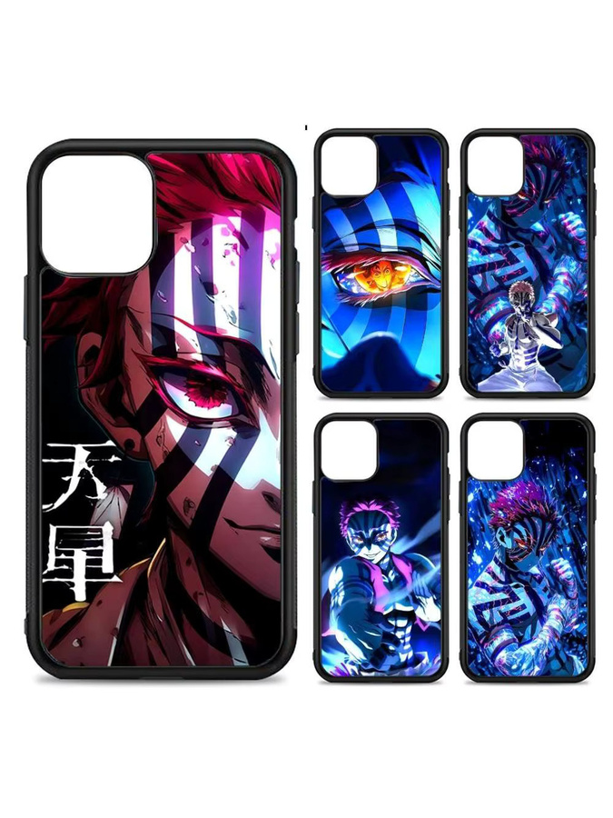 D-Demon Akaza S-Slayer Handyhülle aus PC und TPU für iPhone 11 bis iPhone 17 Pro Max Plus in Multicolour mit Kawaii Cartoon Design - Bild 4