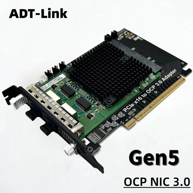 ADT-Link PCIe 5.0 x16 auf Gen-Z 4C+/SFF-TA-1002 Adapterkarte OCP NIC 3.0 Hochleistungs-Bifurkations-Erweiterungskarte in Schwarz - Bild 1