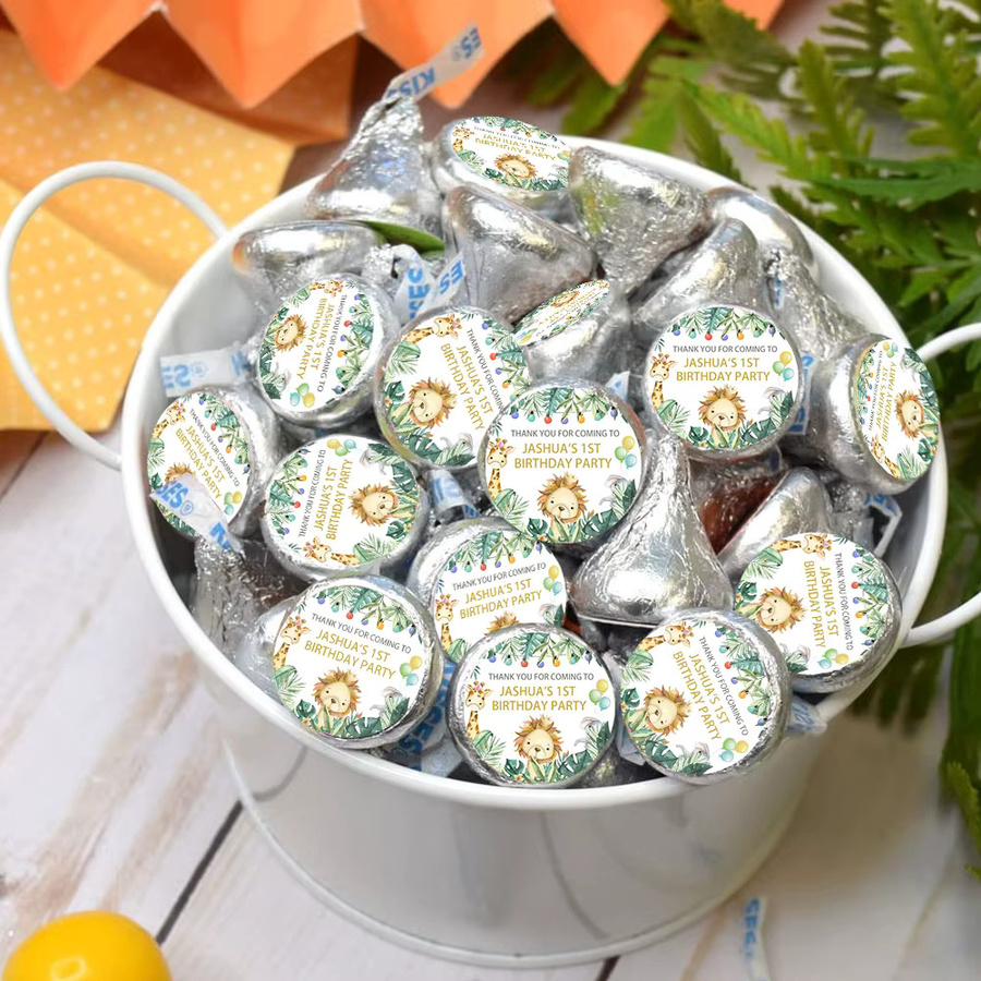 20 Stück personalisierte Dschungel-Geburtstagsparty-Aufkleber von cyuan in Multicolor mit Namen und Alter für deine Safari-Party - Bild 2