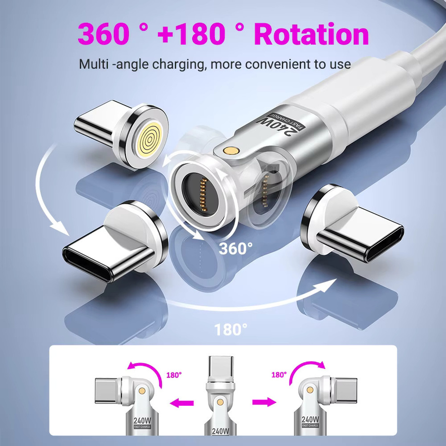 AUFU Magnetischer USB-C auf USB-C OTG Adapter mit 9-Pin-Anschluss und 240 W Schnellladefunktion für MacBook, iPhone 16, iPhone 15, iPad und Laptop - Bild 4