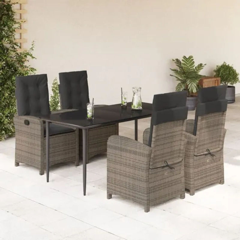5-tlg. Gartenmöbel-Set aus Polyrattan mit Kissen in Grau von Vidaxl - Bild 1