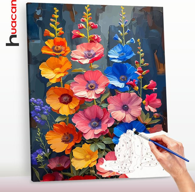 Huacan Malen nach Zahlen Set für Erwachsene mit Blumenmotiv in Mehrfarbig - Bild 1