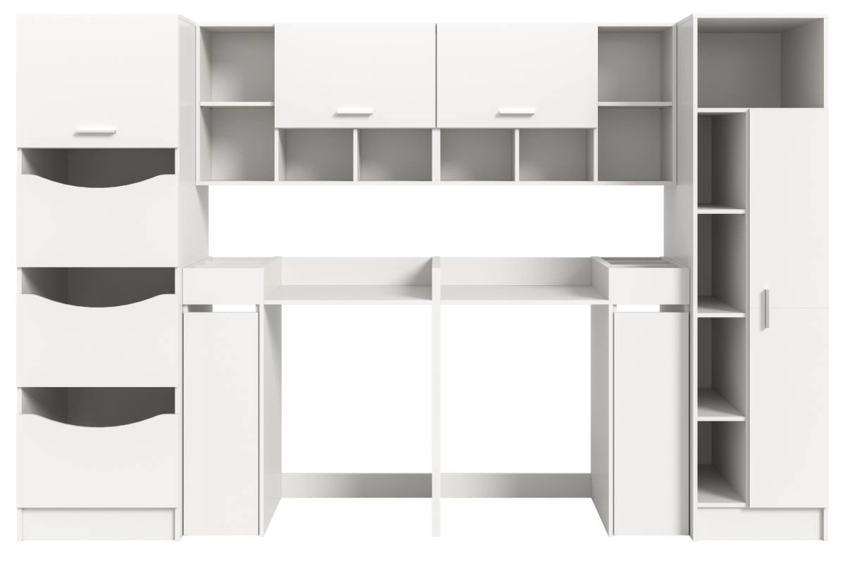 Waschmaschinenumbau Set Flexy in Weiß, modernes Badezimmer-Schrankset mit Soft-Close-Türen und Regalen, Breite: 300 cm, Höhe: 196 cm - Bild 3