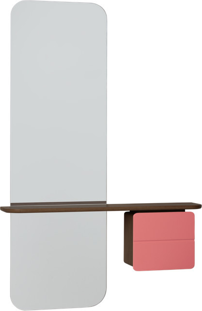 UMAGE One More Look Wandspiegel aus Eichenholz und Leder in Rosa - Bild 1