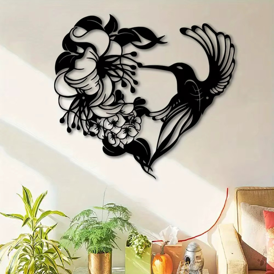 CIFBUY Metall-Wandkunst Eisenvogel-Skulptur in Schwarz als böhmischer Gartenhaken für Wohnzimmer, Terrasse und Balkon - Bild 5