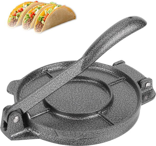 LMETJMA Tortillapresse aus Aluminium in Grau, Robuste Teigpresse für Tortillas, Patacones, Rotis und Quesadillas - Bild 1