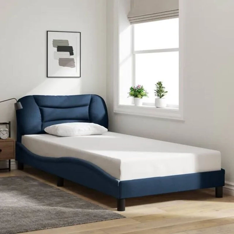 Modernes Polsterbett hvar von Vidaxl in Blau aus Stoff und Metall, B/T: 100 x 200 cm - Bild 1