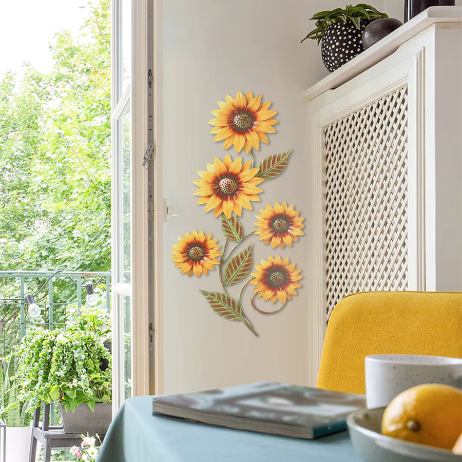 LEENKEA Vintage Sonnenblumen Wanddekoration aus Metall für Garten und Hof - Bild 2