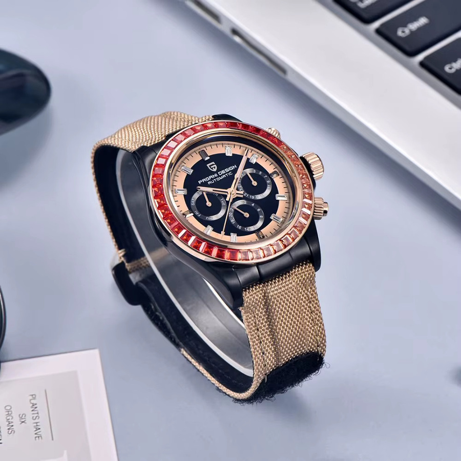 PAGANI DESIGN Armbanduhr, Automatik, Leder, Herren, Schwarz - Bild 1