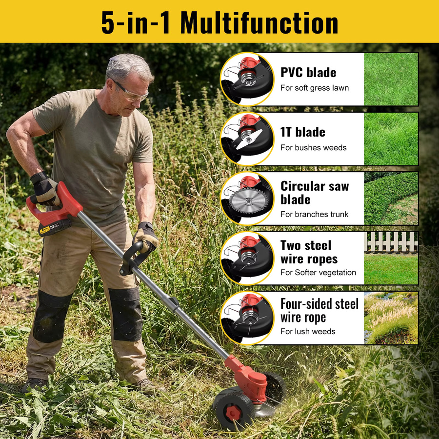 CONENTOOL Elektrischer Rasenmäher Rot, kabelloser und faltbarer Gartenrasenmäher mit 2 Akkus - Bild 3