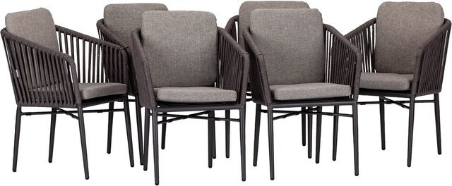 Acamp Stapelsessel-Set Manhattan aus Aluminium mit Auflagen, 6 Sitzplätze, Anthrazit Grau meliert - Bild 1