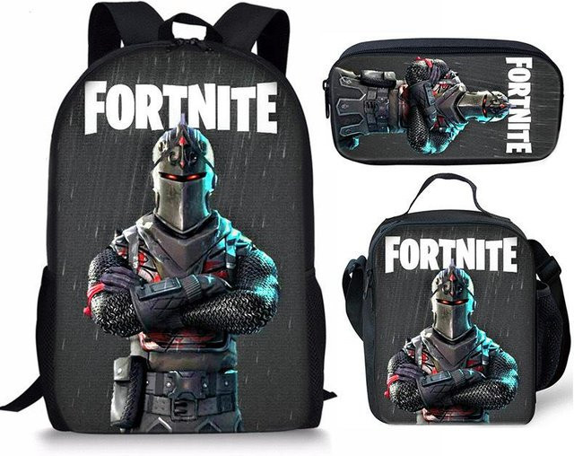 3-teiliges Fortnite Schulset mit Rucksack, Schultasche, Federmäppchen und Brotdose in Schwarz von Discover Intime - Bild 1
