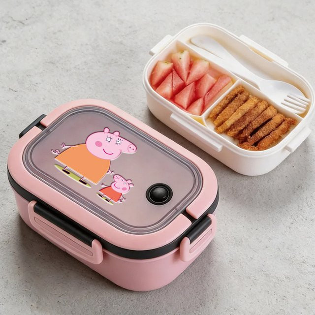 Hasbro Peppa Wutz Lunchbox mit Löffel in Pink, mikrowellengeeignet, praktische Bento-Schale aus Kunststoff - Bild 1