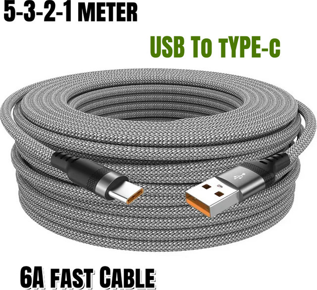 Universelles USB-C-Ladekabel und Datenkabel mit 6 A für Xiaomi, Samsung, POCO und iPhone in Rot - Bild 1