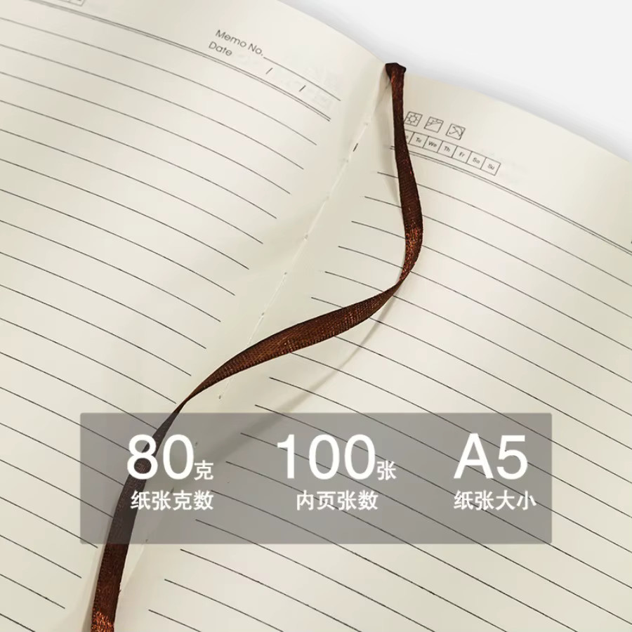 A5 Business-Notizbuch mit Hardcover und Schnallen in Beige aus Kunstleder, liniertes Papier, 100 Blatt - Bild 2