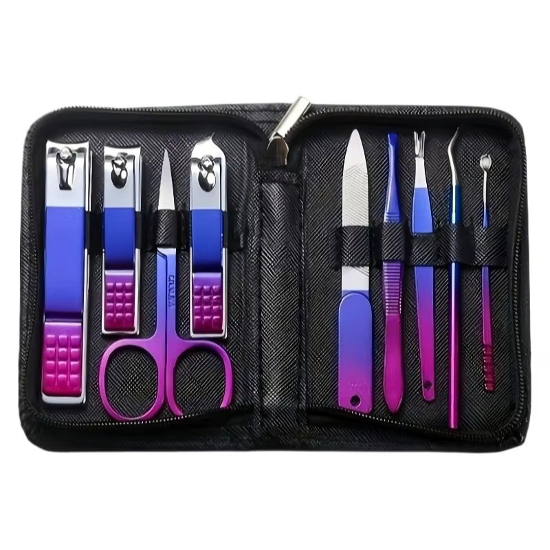 Ouriner Maniküre und Pediküre Set, 9-teilig, Edelstahl, Schwarz, Unisex - Bild 6
