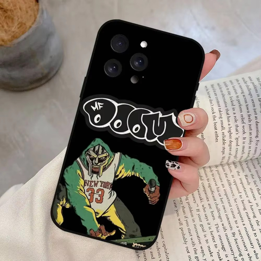 W-MFs-e-DOOMs-Rapper Handyhülle aus schwarzem Silikon für iPhone 11 bis iPhone 17 Modelle - Bild 4