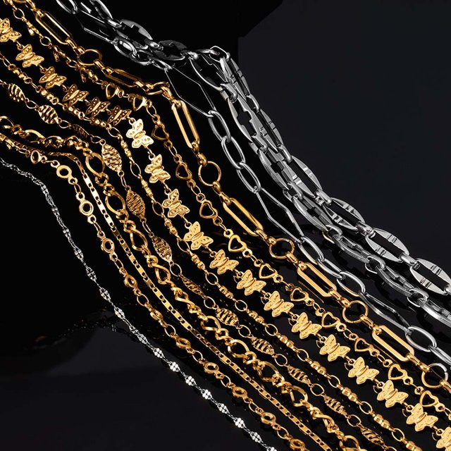 MINGXUAN Halskette, Edelstahl, Gold Farbe, Silber Farbe, 1 Meter - Bild 1